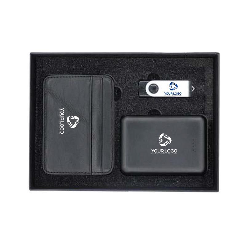 Promotional Gift Sets With The Inclusion Of Cushioned Gift Boxes with Zipper leather card holder